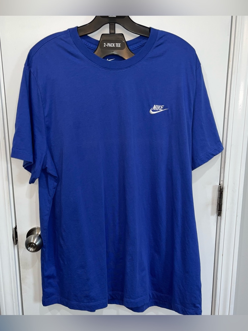 GUC XXL Nike Men's Royal Blue Embroidered Swoosh Short Sleeve Tee 100% Cotton